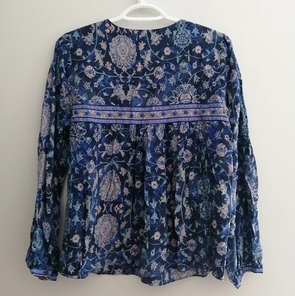 Rebecca Taylor Silk Dreamweaver Blouse Paisley Mixed Print Neck Tassels Size 6 - Picture 4 of 15